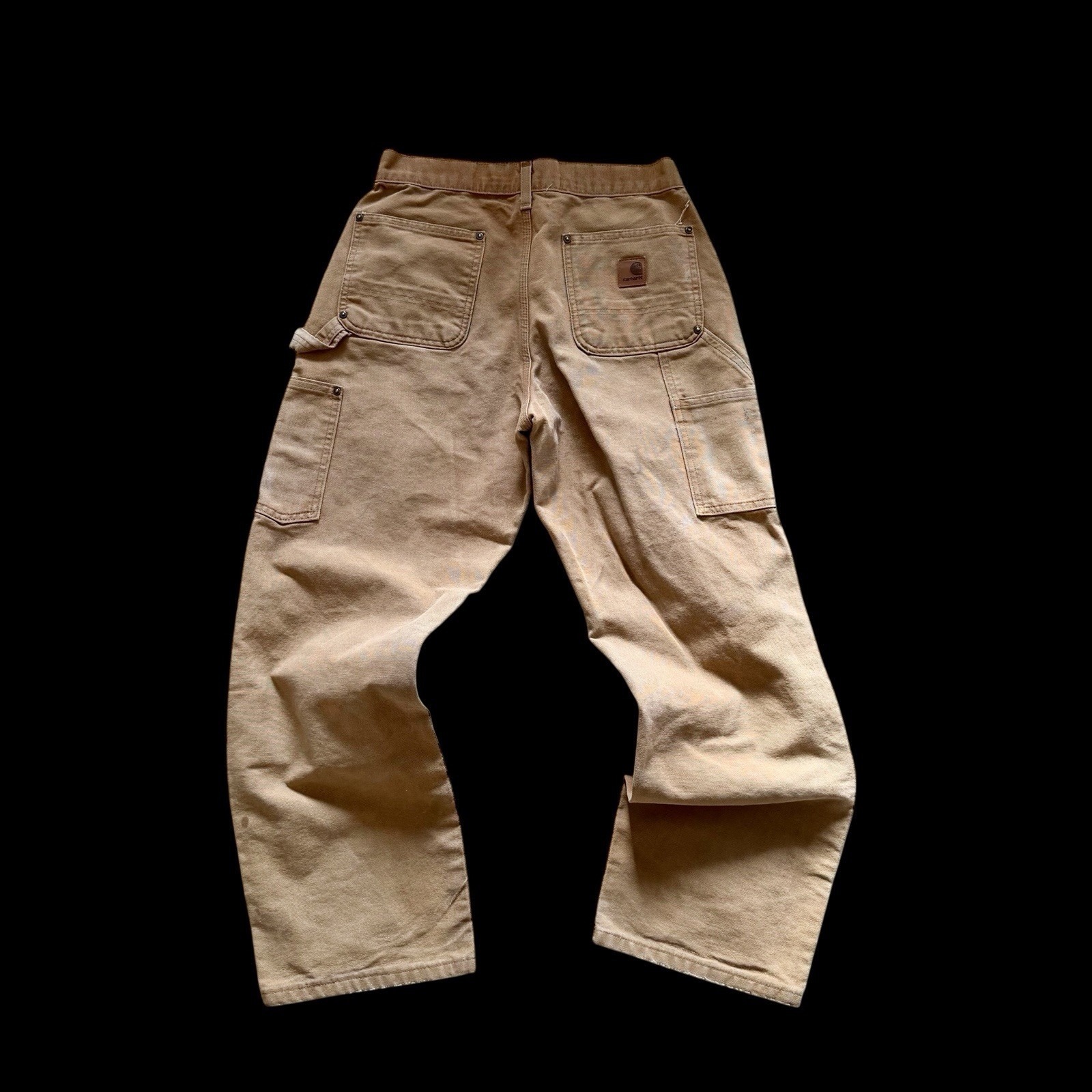 Vintage Carhartt B136 Brn Brown Camel Double Knee Distressed Pants 29x28